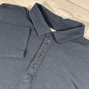 Billy Reid Shirt Men's Large Blue Long Sleeve Polo Lightweight Stretch Luxury